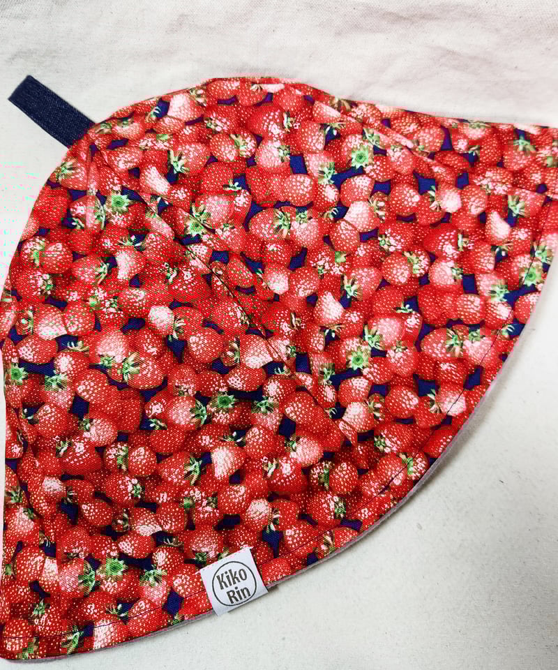 サウナハット☆小さなイチゴ×デニム | SAUNA HAT kikorin's hat STORE