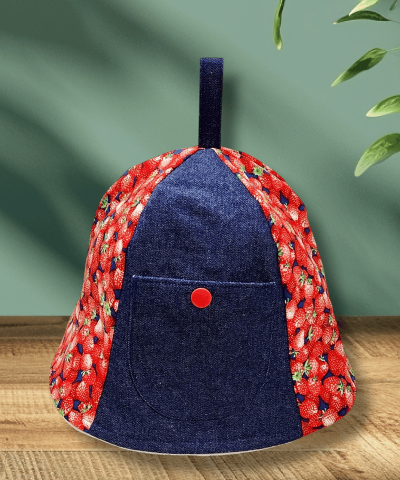 サウナハット☆小さなイチゴ×デニム | SAUNA HAT kikorin's hat STORE