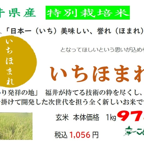 福井県産特別栽培米「いちほまれ」10㎏