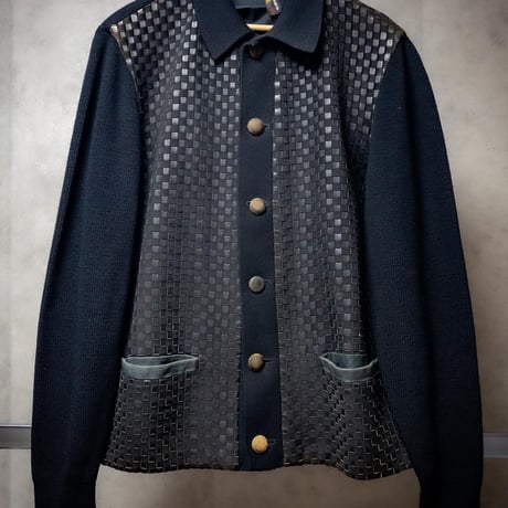 “幻影革編” 70s-80s Cortefiel swiching style shirt jacket with Mistery Leather block check pattern