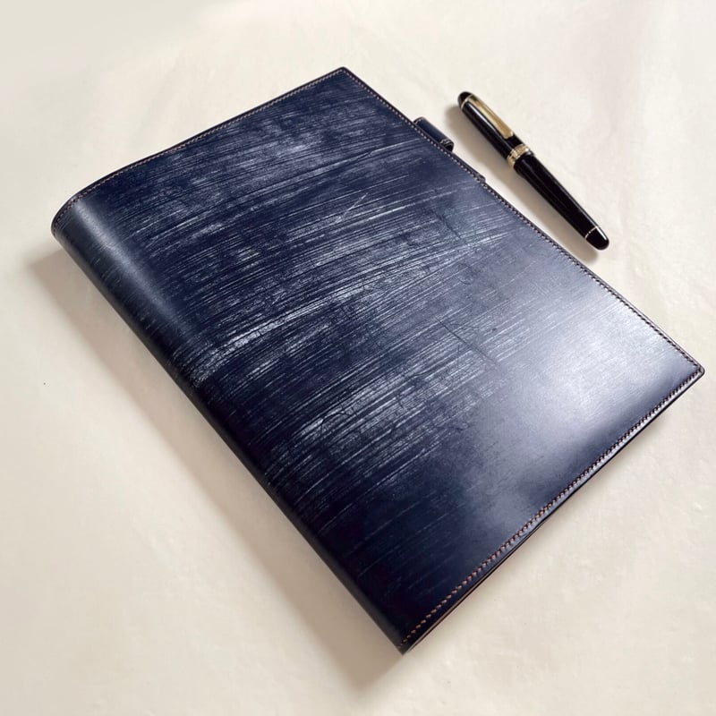 【受注生産】B5大学ノートカバー　ブックカバー　手帳カバー　ブライドルレザー ブライドルB5大学ノートカバー(ブラック) | Grace.K