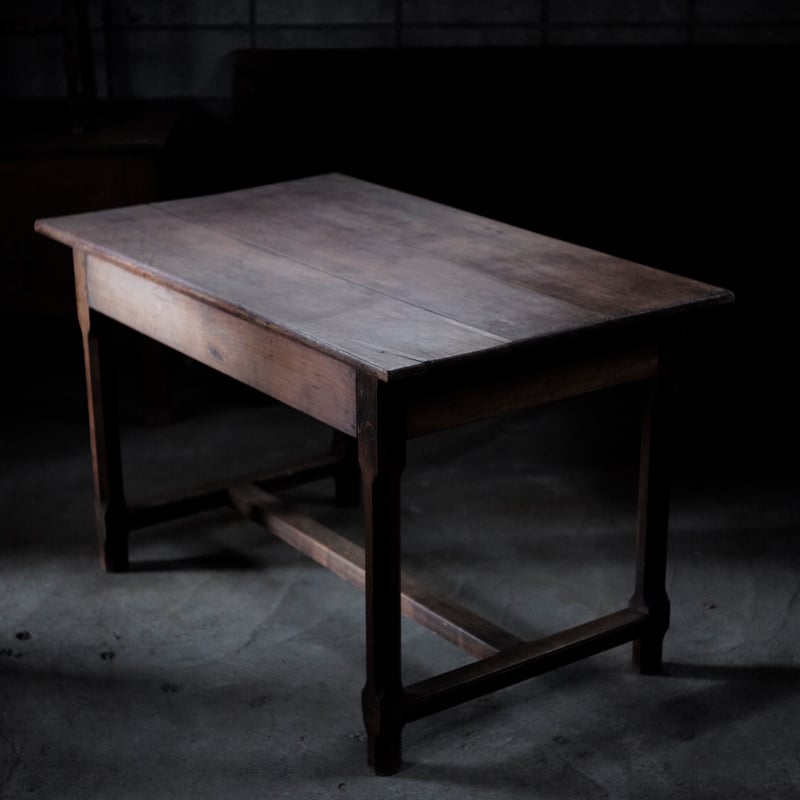 古い無垢材の六角脚の木製テーブル / 19世紀・フランス