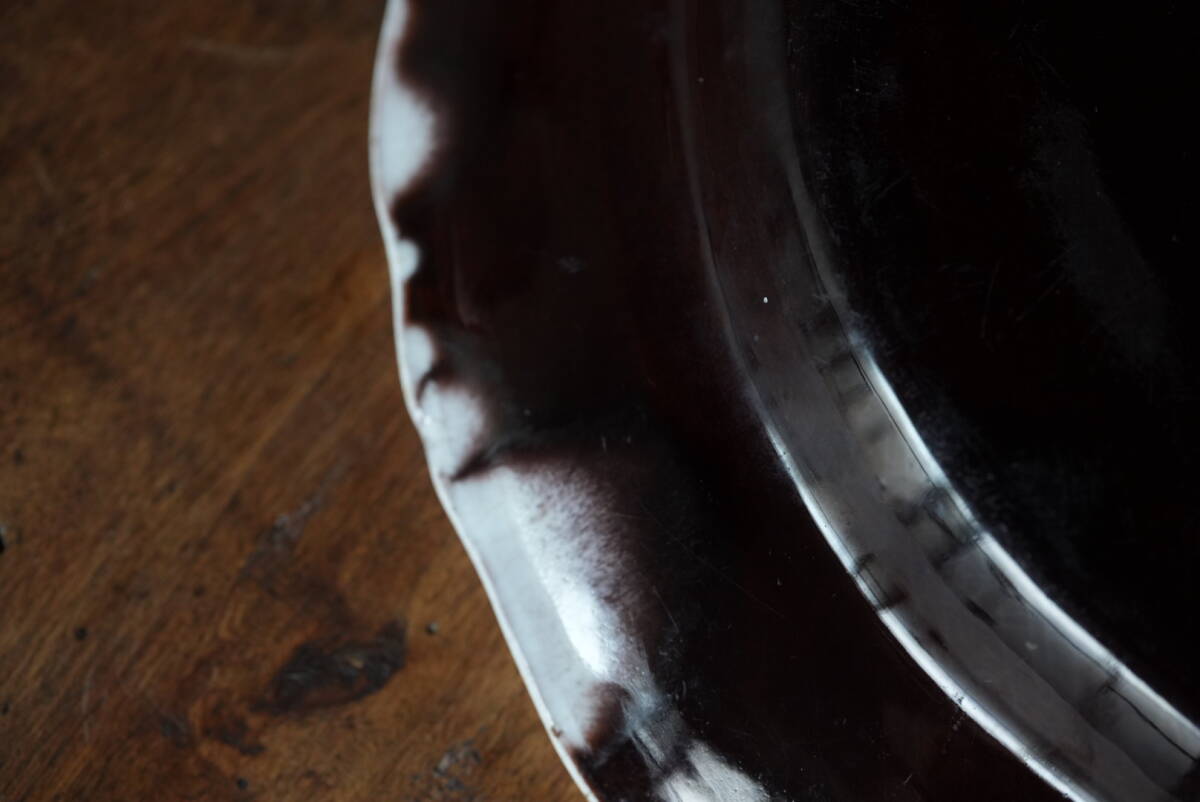 美品　キュノワール　cul noir フランス　アンティーク　花リム　レリーフ キュノワール CulNoir 花リム オーバル 楕円皿 28.8cm フランス