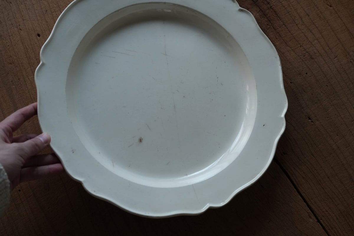 初期ファイアンスフィーヌ 花リム大皿 リム皿 / 19世紀・フランス