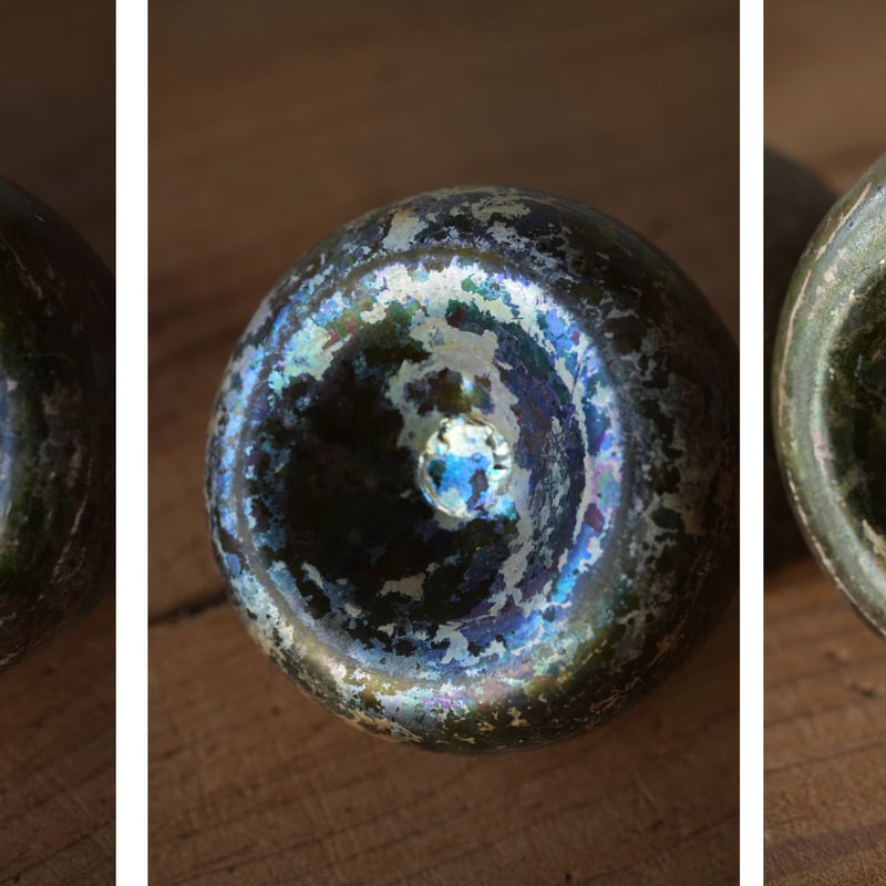 18世紀 銀化した発掘のオニオンボトル3点組 / （1700年代初頭