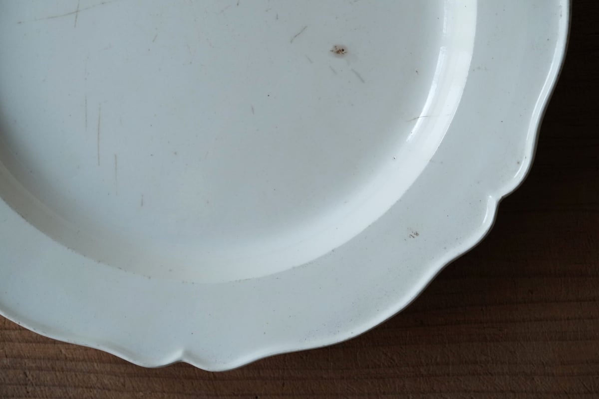 初期ファイアンスフィーヌ 花リム大皿 リム皿 / 19世紀・フランス