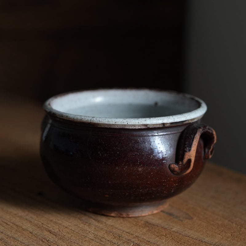 美品 キュノワールCul Noir フランスアンティーク大ボウル ムスティエ Cul Noir キュノワール両手手付きボウル ポット / 1800年代