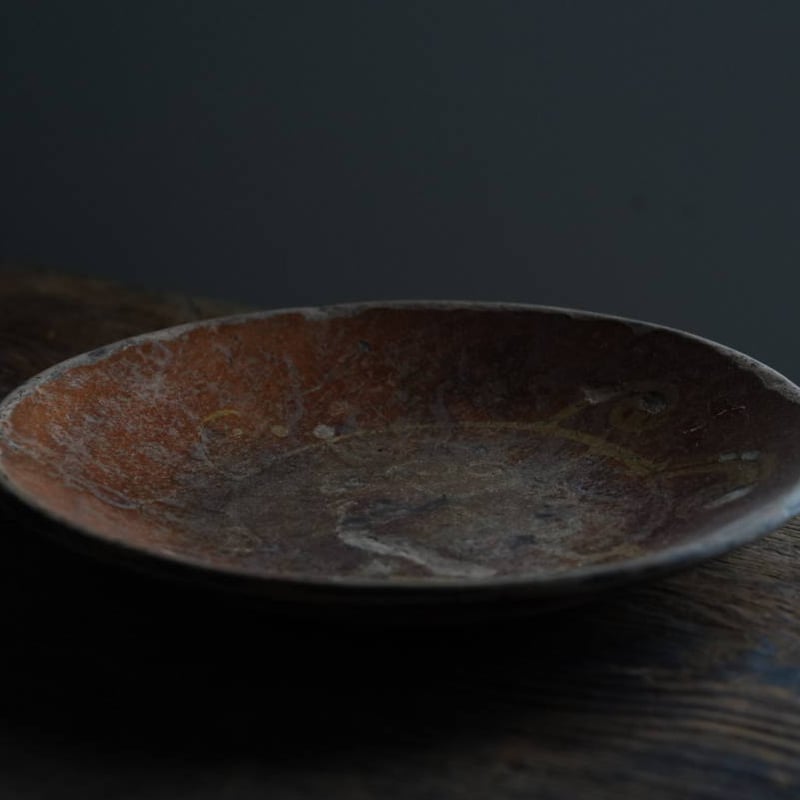 レッドウェア　1800年代　アメリカ　ペンシルベニア　プレート　皿 ペンシルベニアのスリップウエア レッドウェア パイ皿 / 19世紀