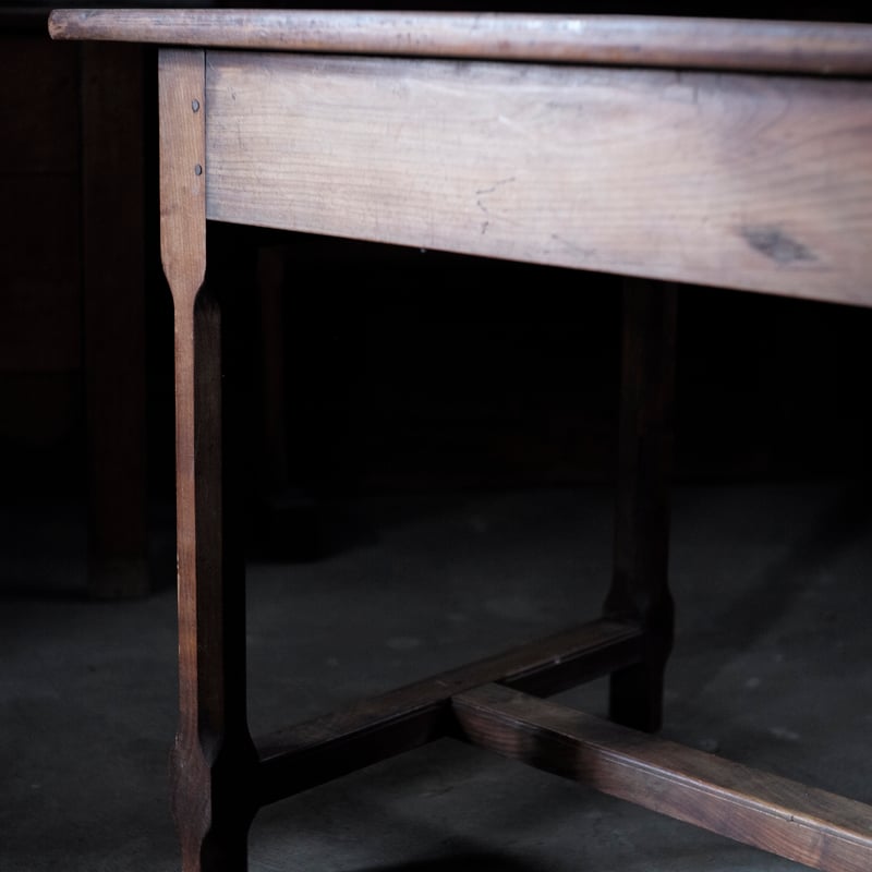 古い木製無垢材のテーブル 古い無垢材の六角脚の木製テーブル / 19世紀・フランス