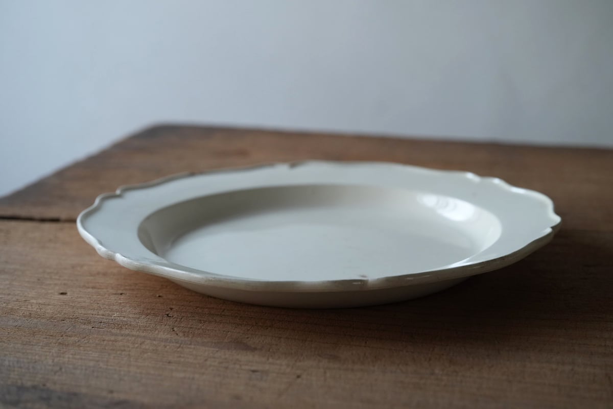 初期ファイアンスフィーヌ 花リム大皿 リム皿 / 19世紀・フランス