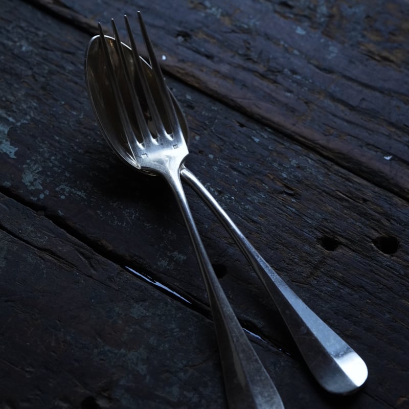 フォークとスプーン アンティーク シルバープレート ディナーフォーク+スプーン セット