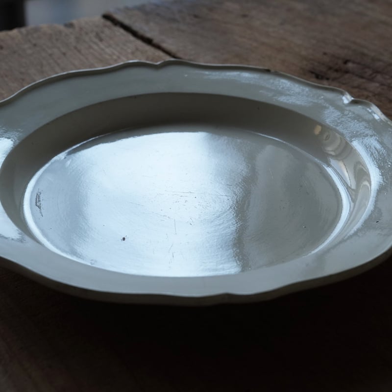 初期ファイアンスフィーヌ 花リム大皿 リム皿 / 19世紀・フランス