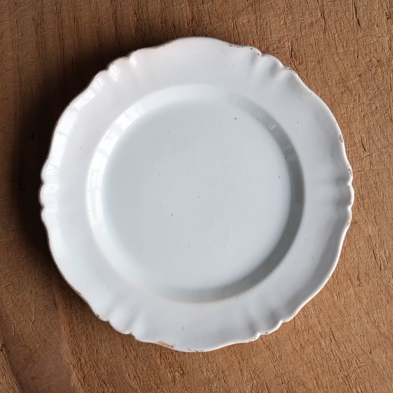 フランス 18世紀 キュノワール 35cm 大皿 鎹継ぎ ファイアンス 花絵