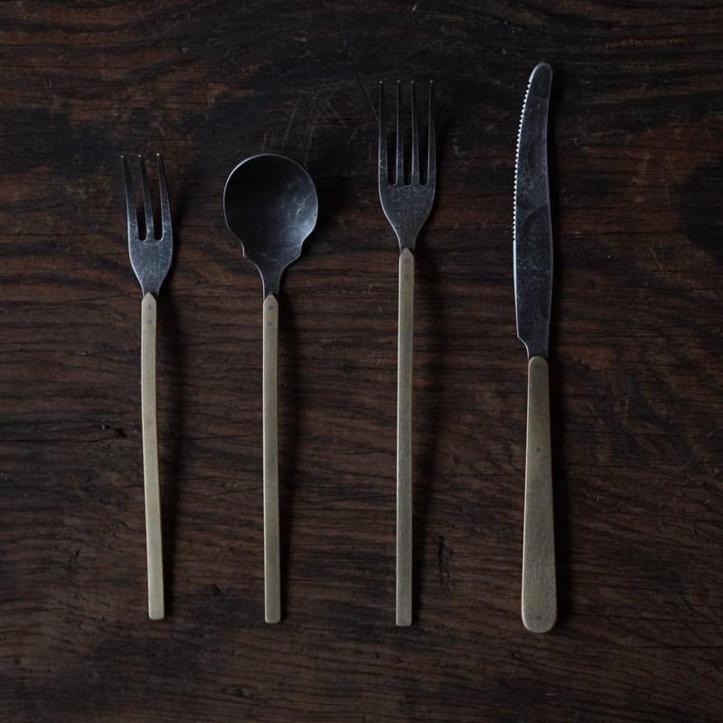小西光裕さん ディナーナイフ、スプーン、フォーク 2セット カトラリー Dessert spoon&fork＆knife , Tea spoon&fork / 小西光