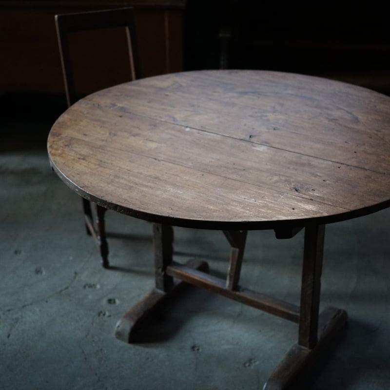 アンティーク　ワインテーブル　テイスティング　フランス　ヴィンテージ　ラウンド アンティーク ワインテーブル テイスティング フランス ヴィンテージ