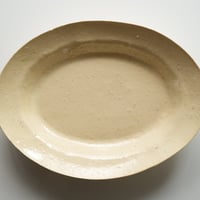 米色青磁オーバル皿_深 / 安齋新+厚子