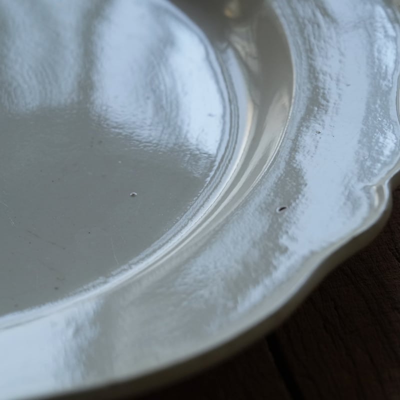 初期ファイアンスフィーヌ 花リム大皿 リム皿 / 19世紀・フランス