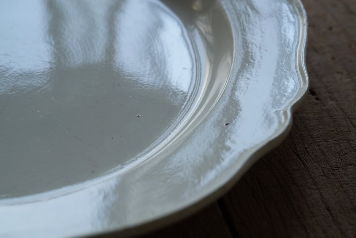 初期ファイアンスフィーヌ 花リム大皿 リム皿 / 19世紀・フランス