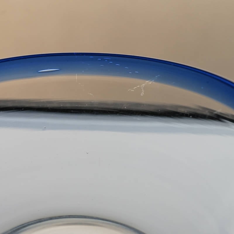 手吹きガラスのボウル_ブルーxクリアー / 19世紀・スウェーデン A