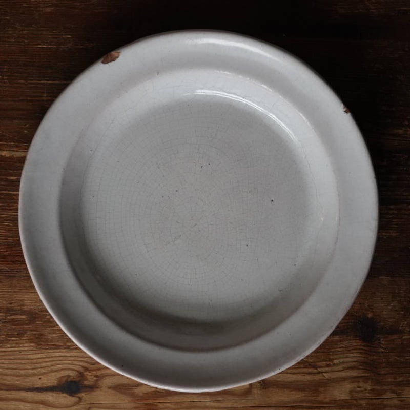 フランスアンティーク キュノワール 19世紀 花リム 特大 プレート 大皿 肉厚 フランスアンティーク キュノワール 19世紀 花リム 特大