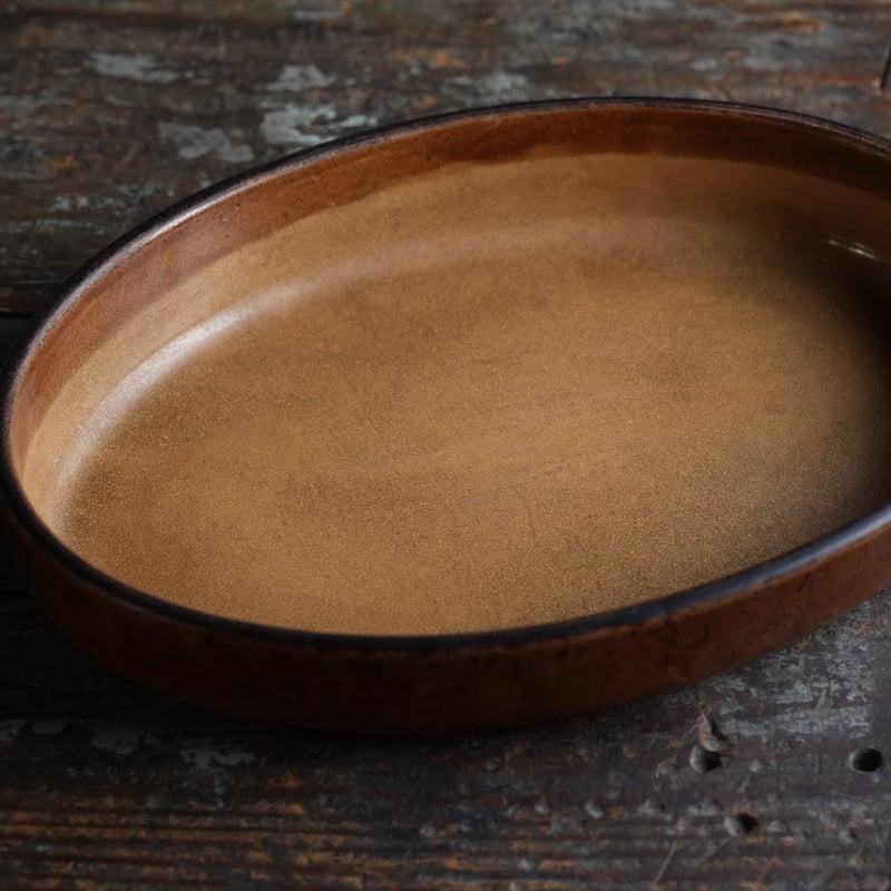 1800年代（19世紀）フランス 黄釉 オーバル オーブン皿 グラタン皿 民