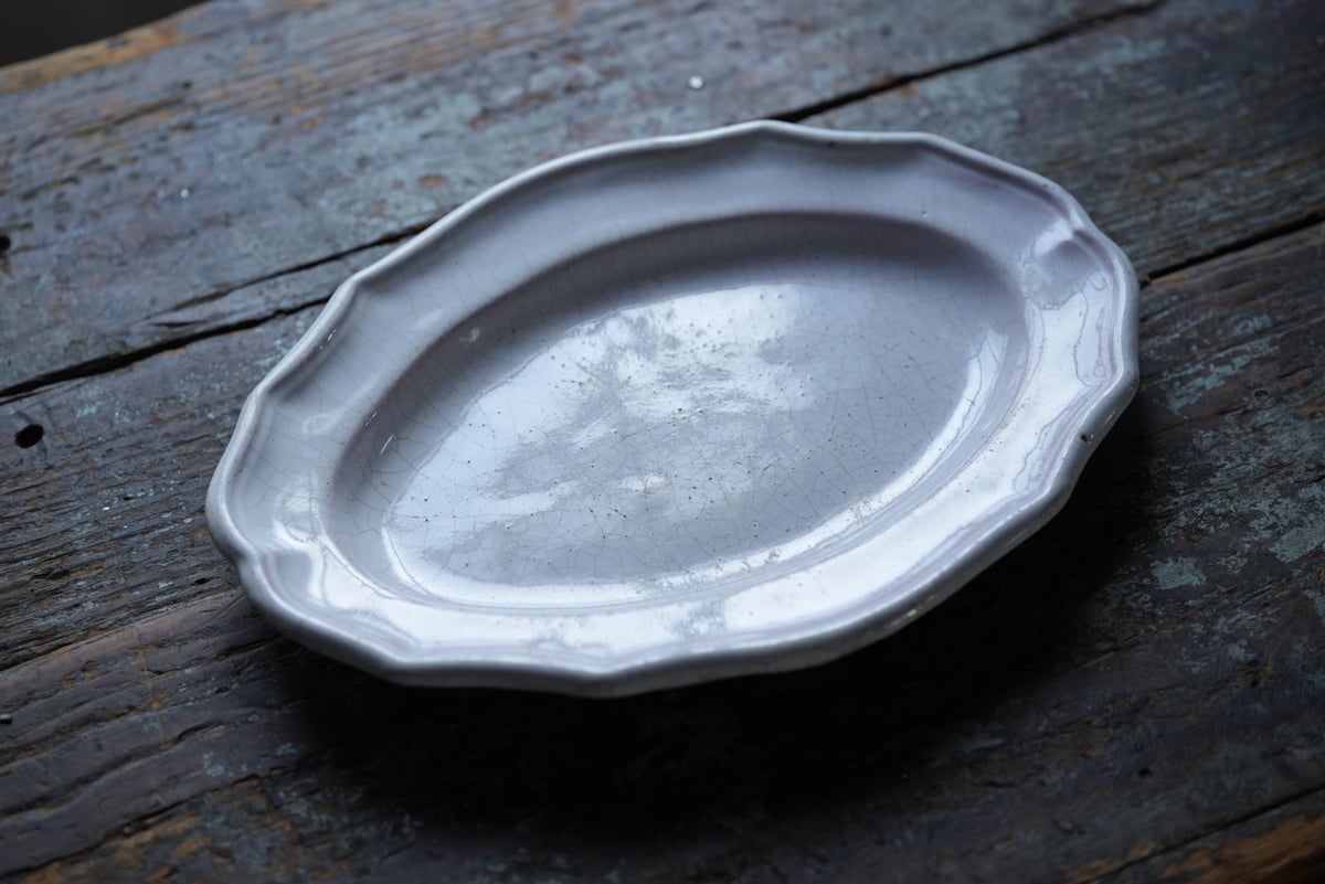 19世紀 Cul Noir キュノワール 花リムオーバル皿 / 1800年代・フランス