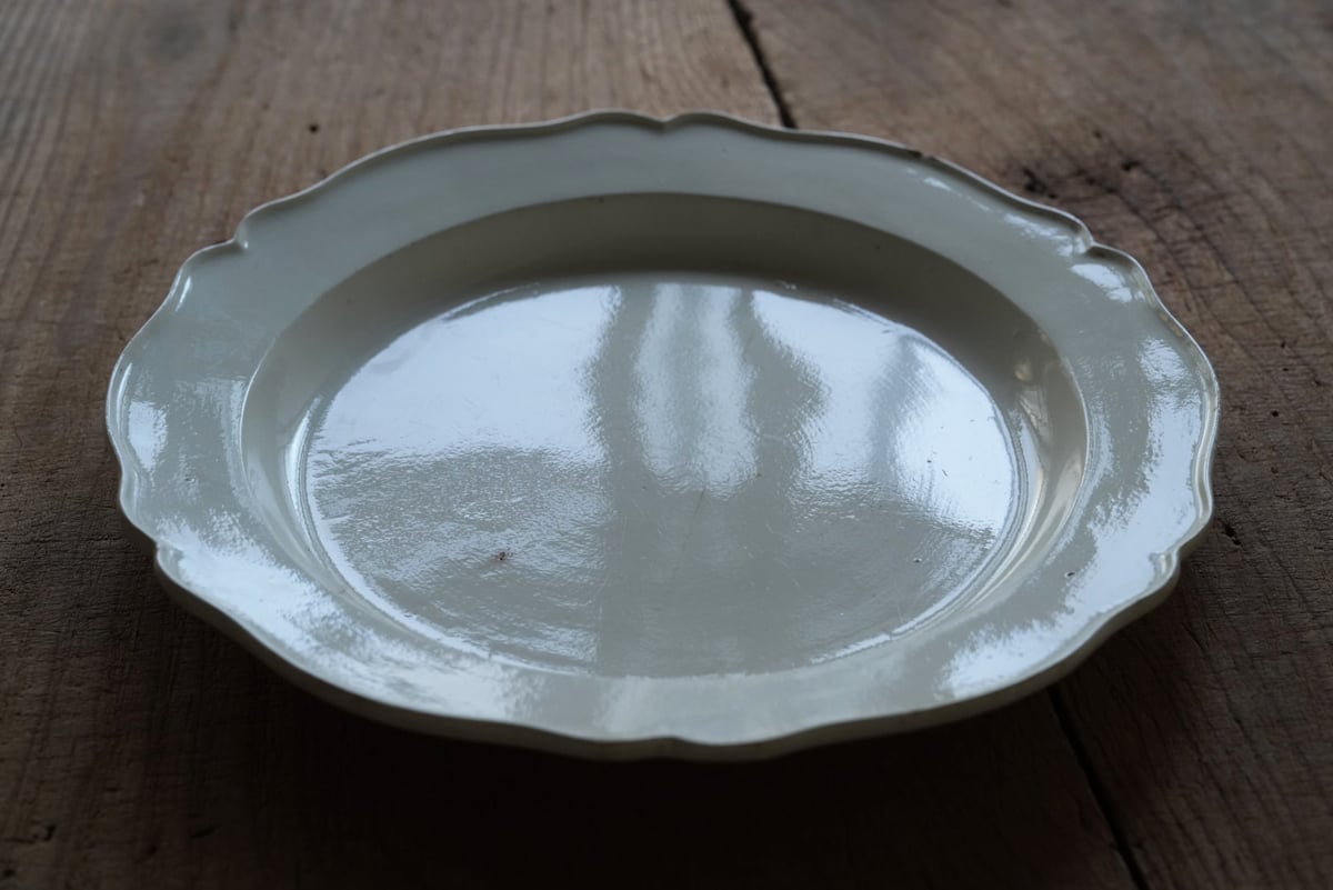 初期ファイアンスフィーヌ 花リム大皿 リム皿 / 19世紀・フランス