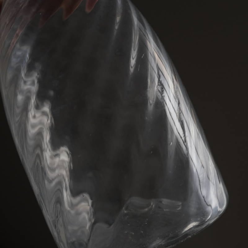 手吹きガラスのツイストボトル 酒瓶 デキャンタ / 19世紀