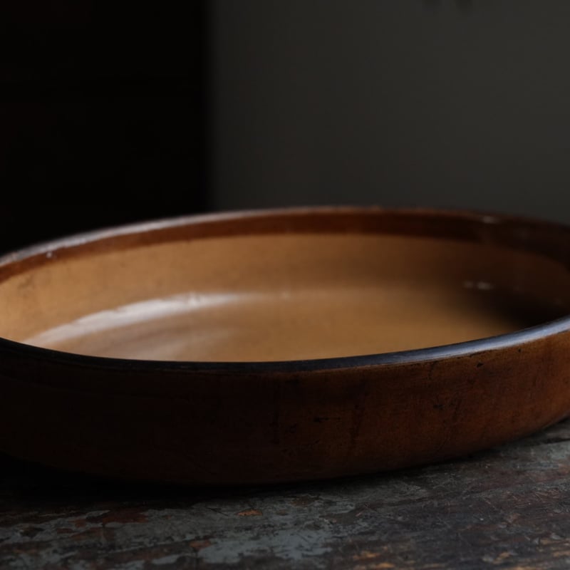 1800年代（19世紀）フランス 黄釉 オーバル オーブン皿 グラタン皿 民