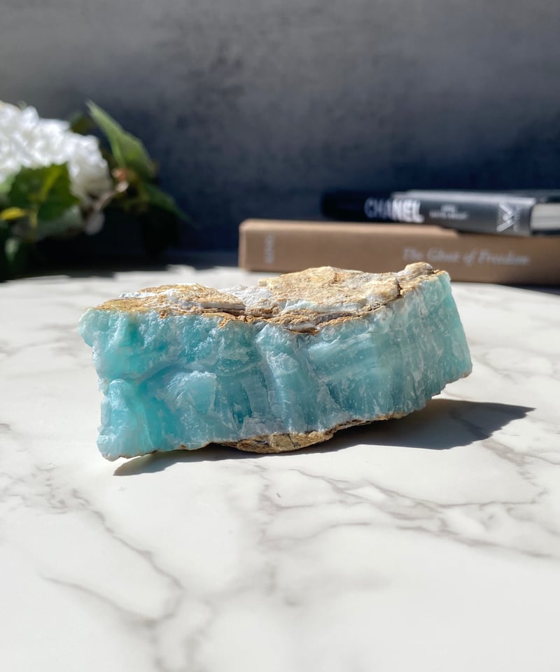 コミュニケーション能力を高める石】カリビアンブルーカルサイト原石