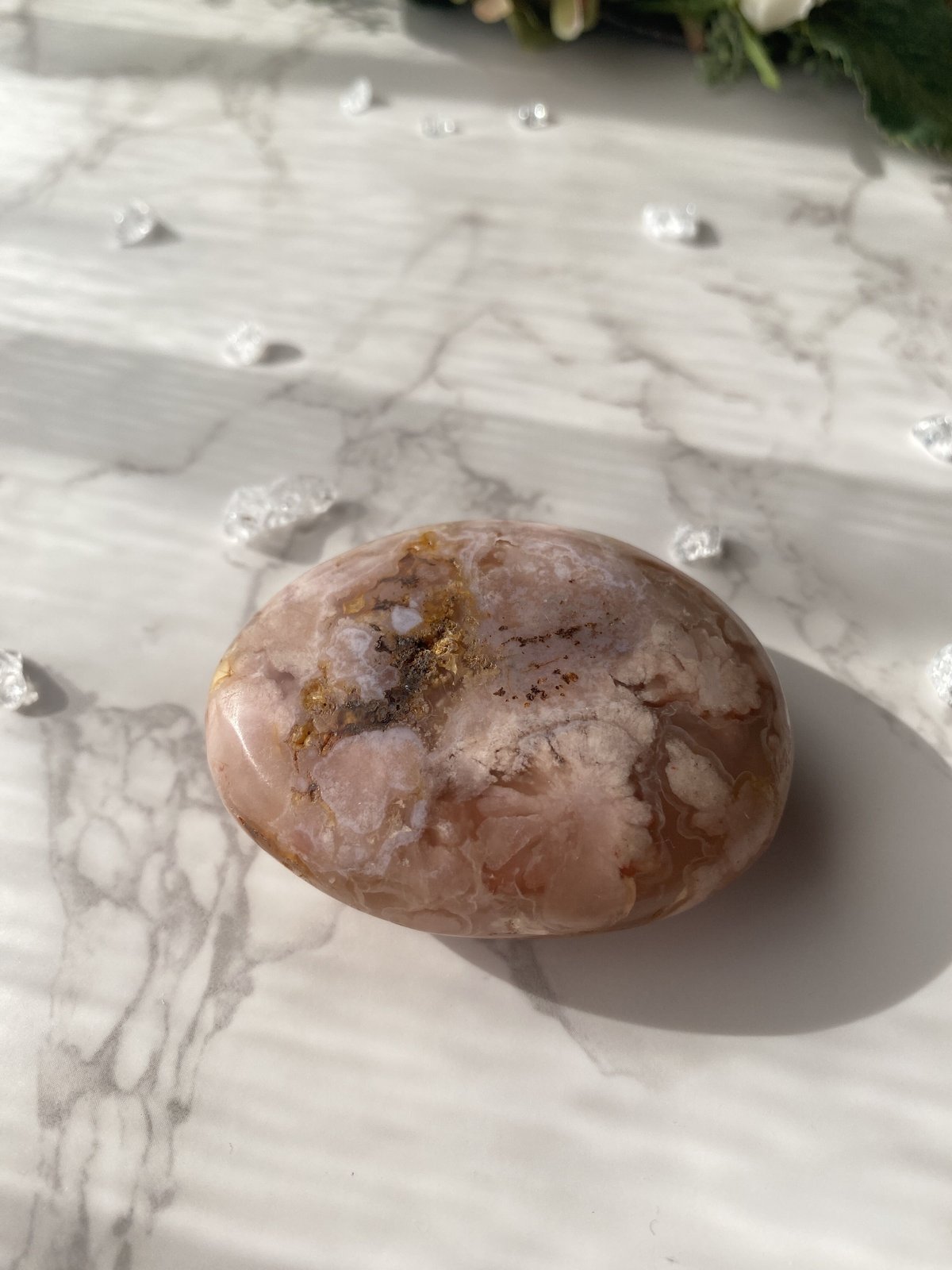 吉です♡新作♡ジオード有りのグレー桜瑪瑙特大タンブル、アラシャン