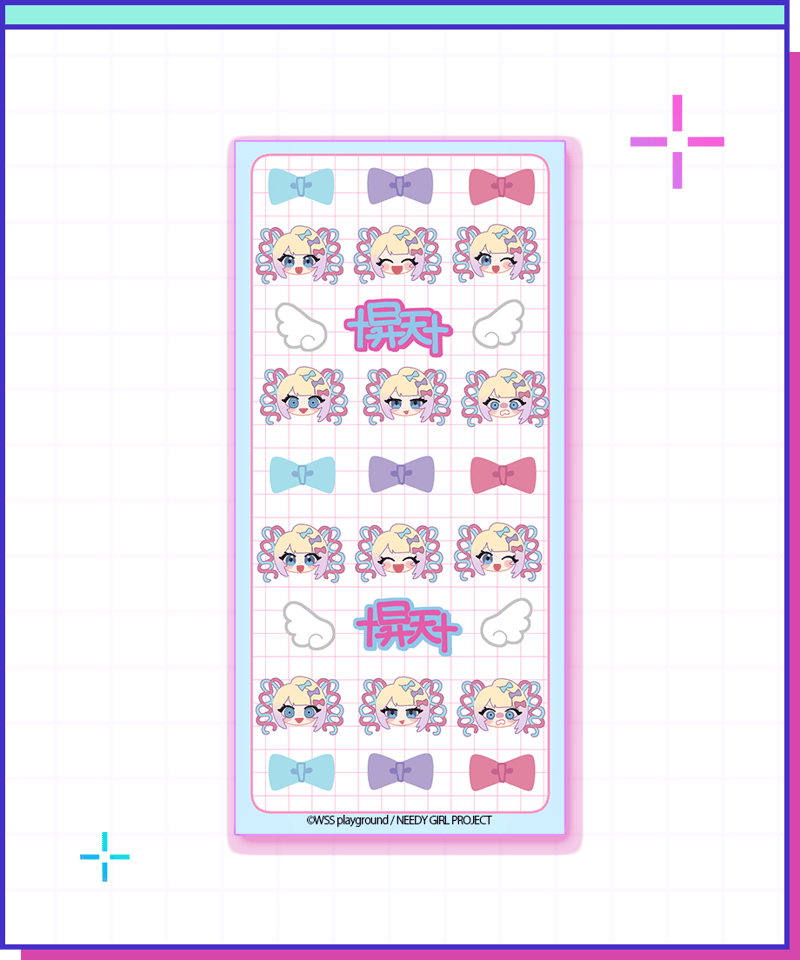 ニディガ ぷっくりシール 超てんちゃん あめちゃん ぴえん猫 うちわ 4点セット POP-UP STORE in 原宿】ニディガ ぷっくりシール 超てんちゃん | NEEDY