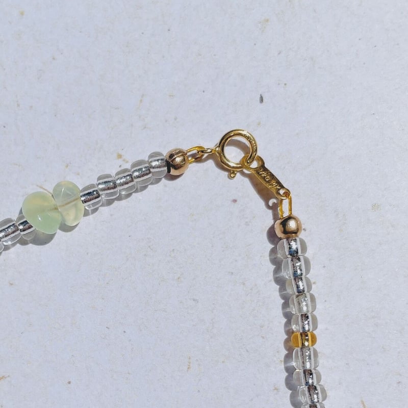 【eL+1】Beads Short Necklace おねコラボ クリア 天然石 eL+1】Beads Short Necklace おねコラボ クリア 天然石