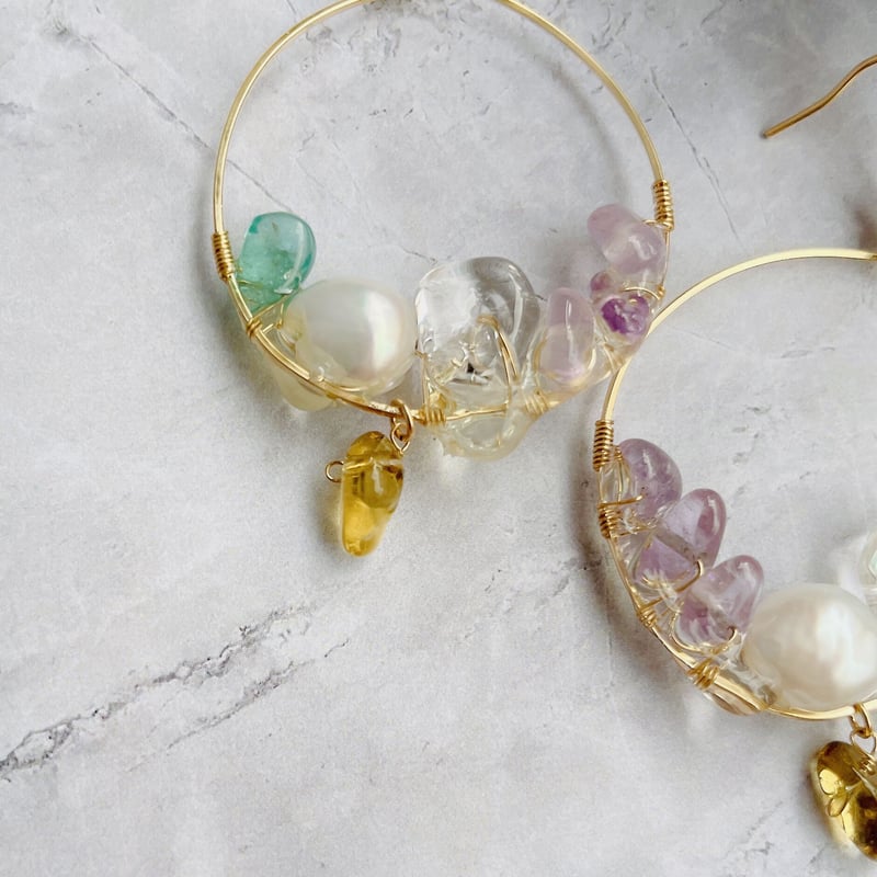 pierce 〗レジンがしたたる天然石ピアス(ビアクォーツ) | mer scintill