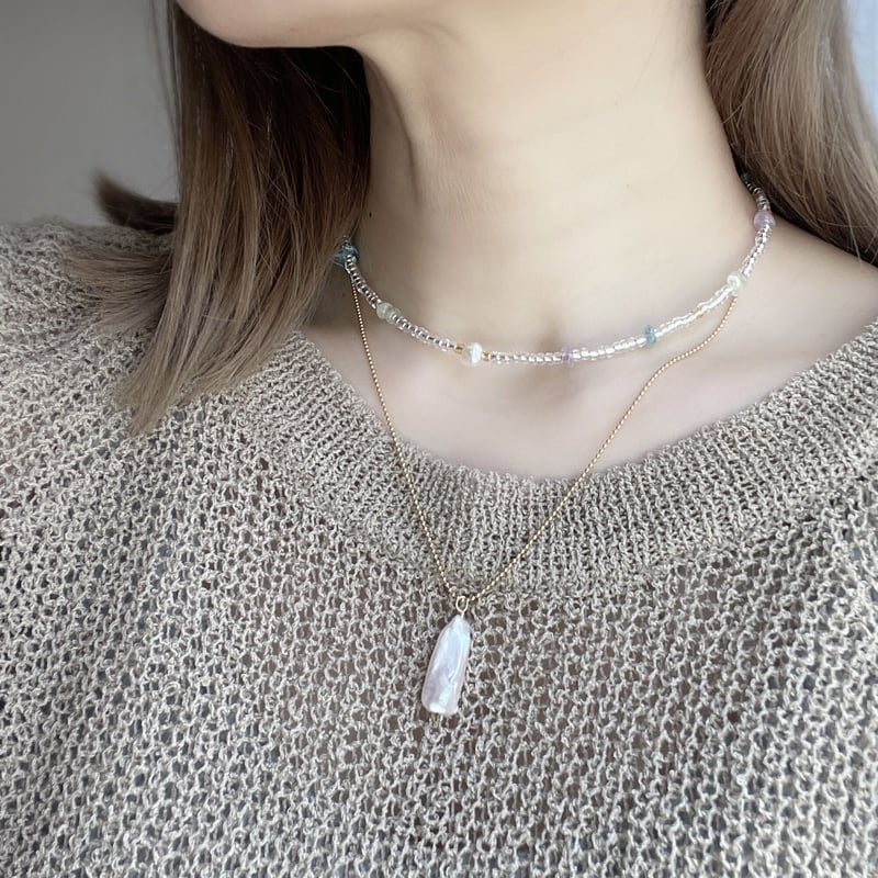 necklace 〗2way さざれ石×クリアビーズ | mer scintillante