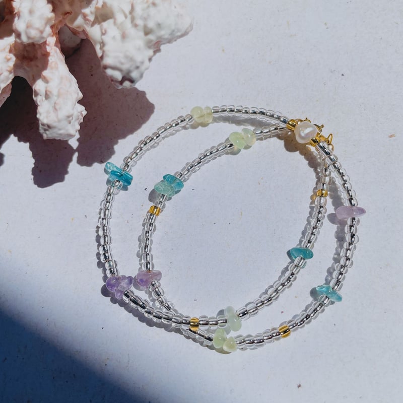 necklace 〗2way さざれ石×クリアビーズ | mer scintillante