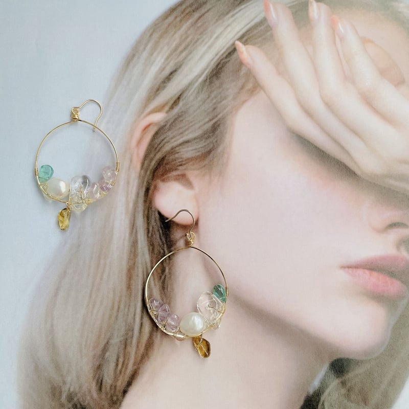 pierce 〗レジンがしたたる天然石ピアス(ビアクォーツ) | mer scintill