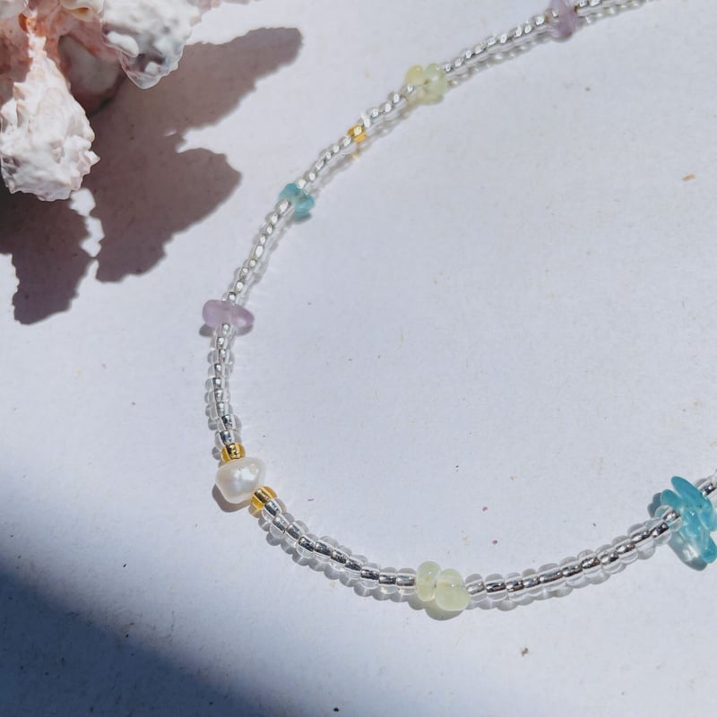 necklace 〗2way さざれ石×クリアビーズ | mer scintillante