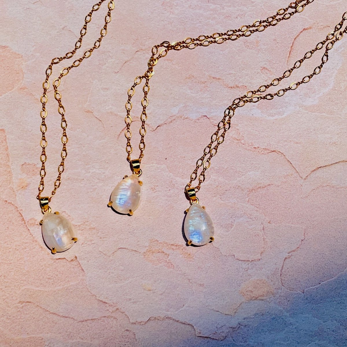 necklace 〗Rainbow moonstone | mer scintillante