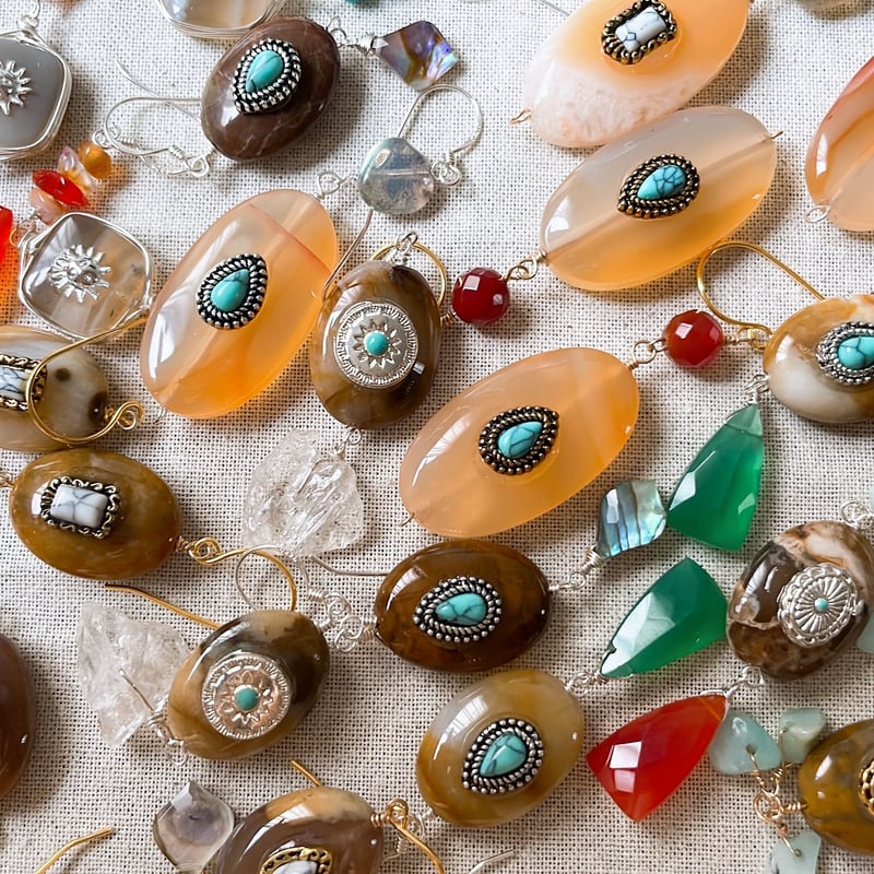 さざれ石 オーバルピアス pierce〗 さざれ石ピアス×シルバー | mer scintillante