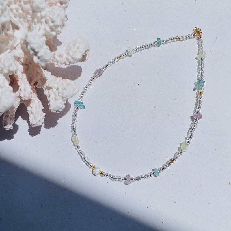 necklace 〗2way さざれ石×クリアビーズ | mer scintillante