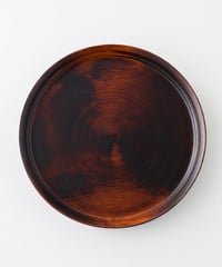 栃 挽きたて盆 φ9.0 つや消し茶　拭き漆