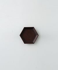 和紙貼 六角豆皿  茶