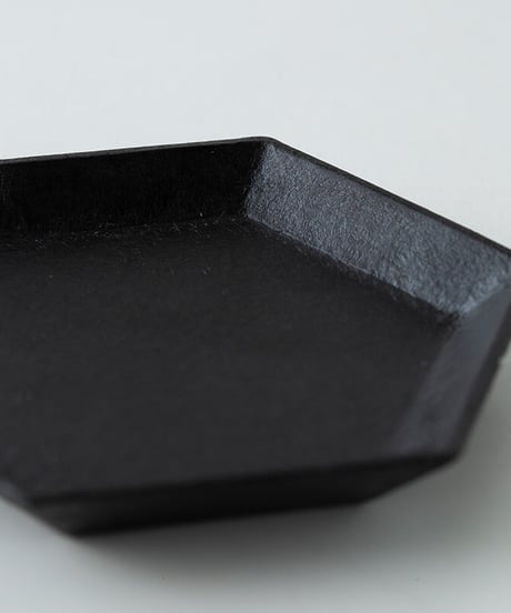 和紙貼 六角豆皿 黒