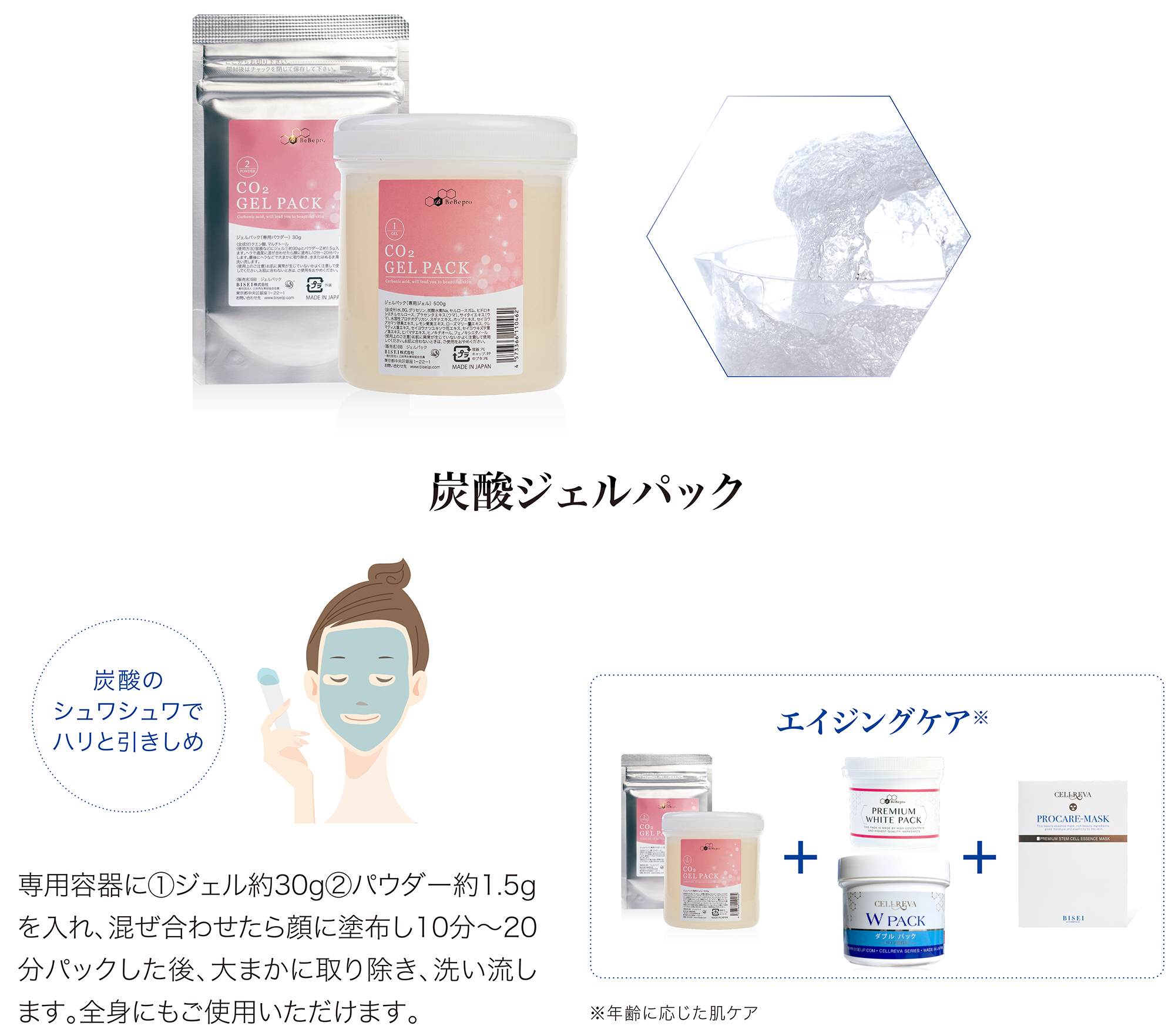 フェイスジェル・ゲル redure co2 GELPACK CO2 GEL PACK（CO2 ジェルパック） | ヒト幹細胞化粧品 CELLREVA STORE
