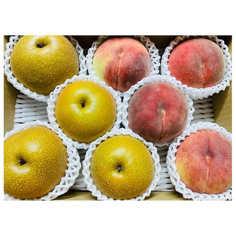 【ご家庭用】桃（さくら白桃）と梨（豊水）のセット　合計8玉前後(3kg)