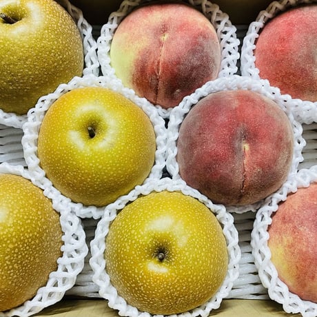 【ご家庭用】桃（さくら白桃）と梨（豊水）のセット　合計8玉前後(3kg)