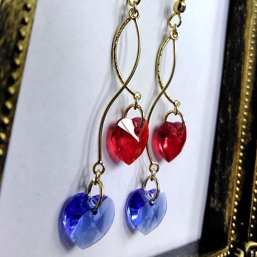 no.4289　レッドコーラル×ヘマタイト║ピアス/イヤリング║ステンレスピアス no.4289 レッドコーラル×ヘマタイト║ピアス/イヤリング