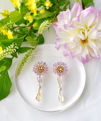 【イヤリング】フラワーパールアメトリンとシトリン