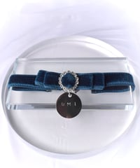 【迷子札ネックレス】リボンチョーカーnavy